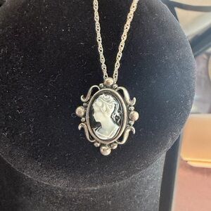 Vintage Sterling Silver Cameo Necklace